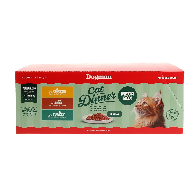 Cat Dinner Mega Box Jelly Våtfoder för katt 42x85g - Fynd