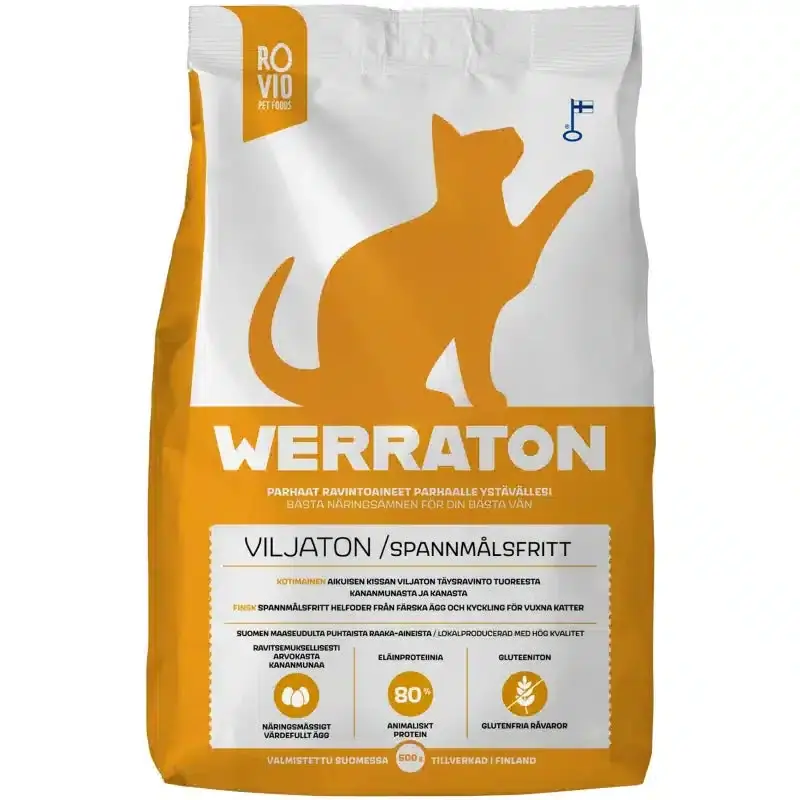 Werraton spannmålsfritt helfoder för vuxna katter 500 g | Gratis retur