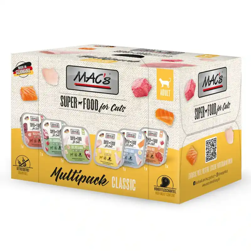 Provpack 6 x 85 g MAC’s Cat kattfoder i portionsform – Mixpack (6 sorter) - Kundfavorit