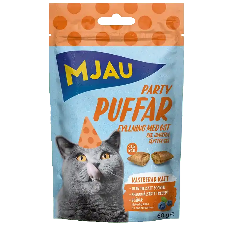 Partypuffar Ost Kattgodis – 60 g | Kanonpris