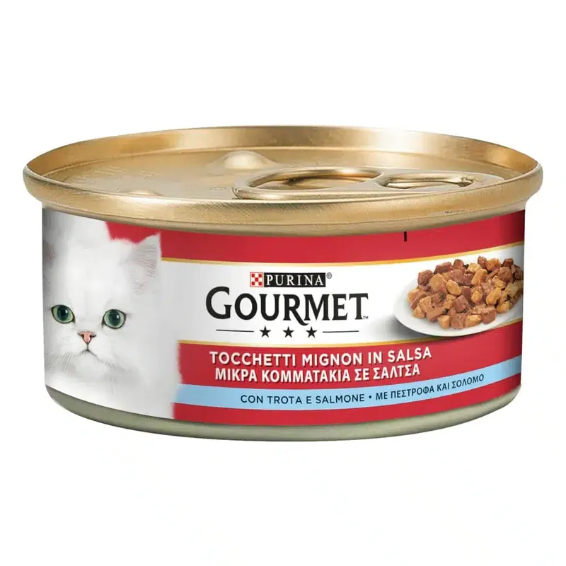 Kundfavorit | Gourmet våtfoder 24 x 195 g – Öring & lax