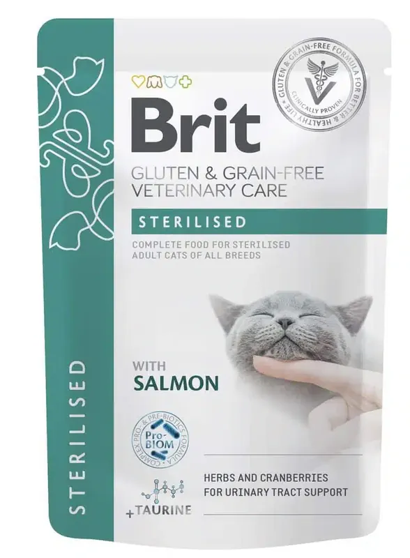 Hög kvalitet | Brit Pouch Sterilised with Salmon våtfoder för katt 85 g