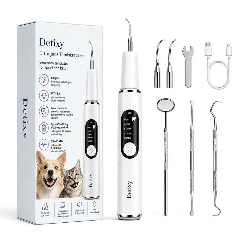 Rabatt | Detixy Ultraljuds Tandskrapa Pro