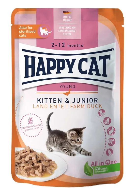 Happy Cat Kitten & Junior Farm Duck 85 g - Reapris