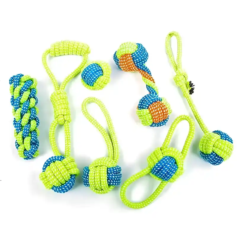 Nyhet i sortimentet - 7-pack slitstarka tuggleksaker i rep till hund