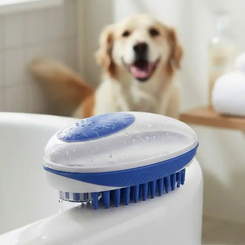 Kanonerbjudande - Hundborste i silikon med schampodispenser