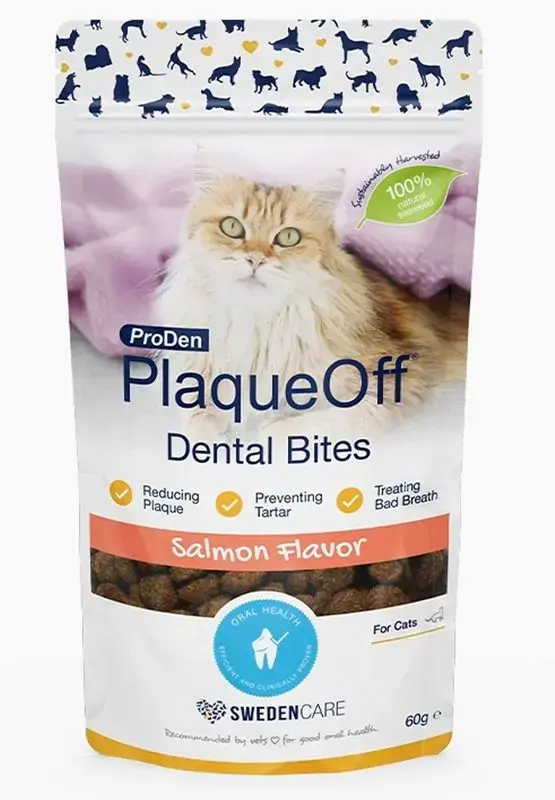 Plaque Off dental bites Katt, Lax | Precis lanserat