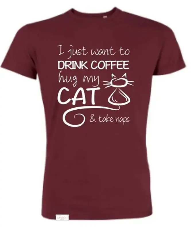 Supercat tshirt unisex Coffee Vinröd - Nytt i sortimentet