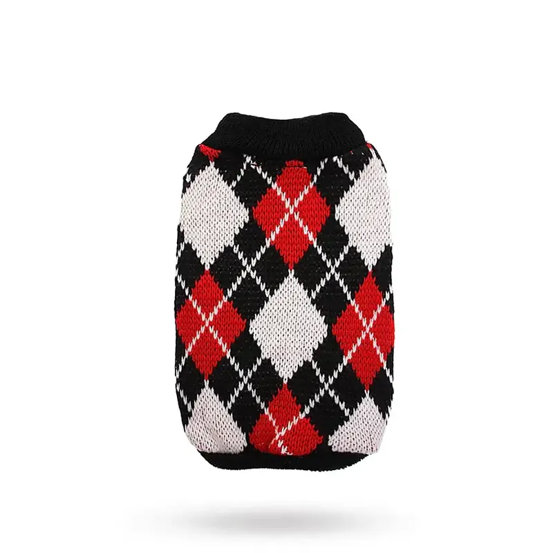 Beställ online - Red & Black Argyle – Stickad Hundtröja