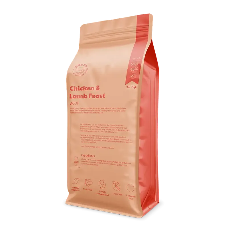 Buddy Chicken & Lamb Feast 12 kg - Fabrikspris