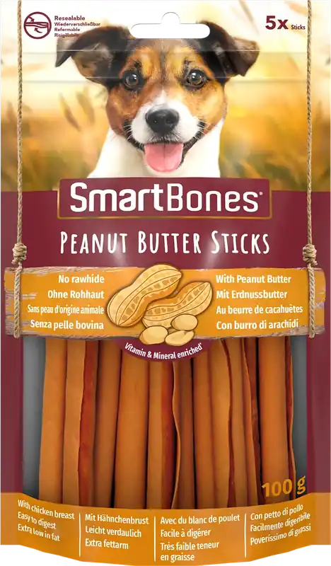Smidig beställning | Smartbones Peanutbutter Sticks 100g