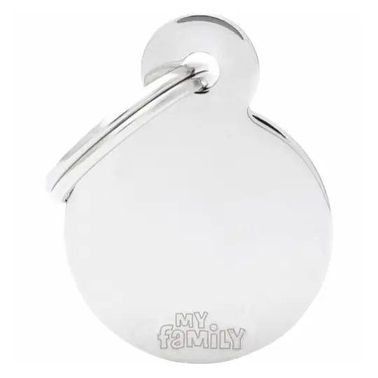Id-bricka cirkel blank silver med gravyr | Kanonpris