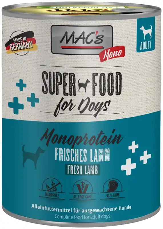 Topprodukt - MAC’s Mono Sensitive Lamm storpack – spannmålsfritt våtfoder hund