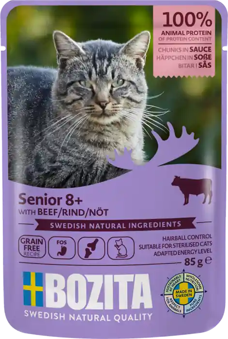 Populär | Senior 8+ With Beef in Sauce Våtfoder för katt 85g