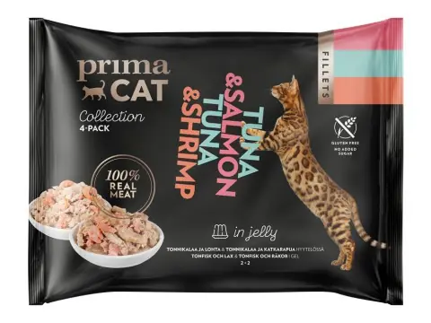 Trygg betalning | Kattfoder i Gelé Mix Lax & Räka - 4 x 50 g