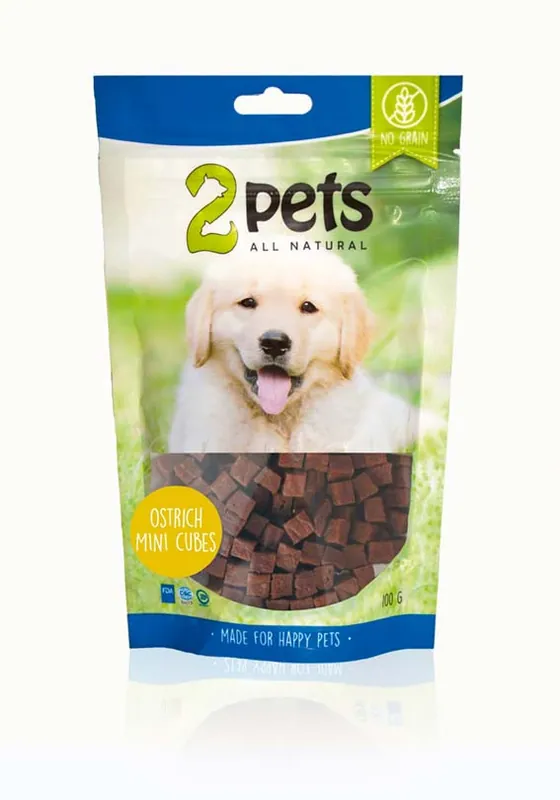 Ostrich/Struts Minicubes hundgodis - 100 g - Toppkvalitet