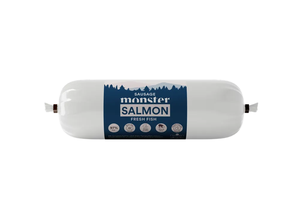 Dog Sausage Salmon Hundfoder - 12 x 400 g - Kanonpris