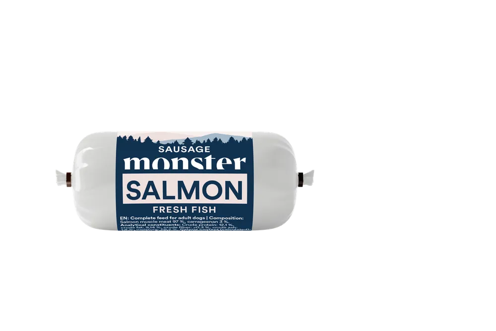 Dog Sausage Salmon Hundfoder - 80 g | Nytt lägre pris
