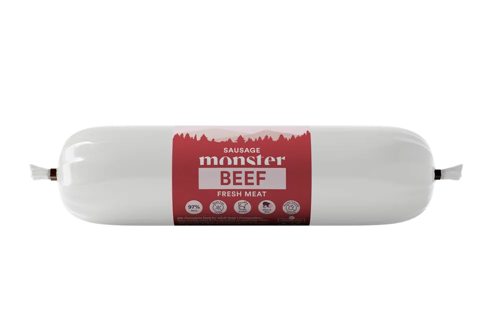 Mycket populär - Dog Sausage Beef Hundfoder - 12 x 200 g