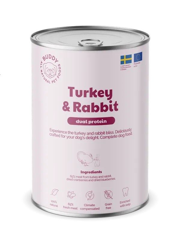 Beställ nu - Turkey & Rabbit Våtfoder för Hund - 6 x 400 g